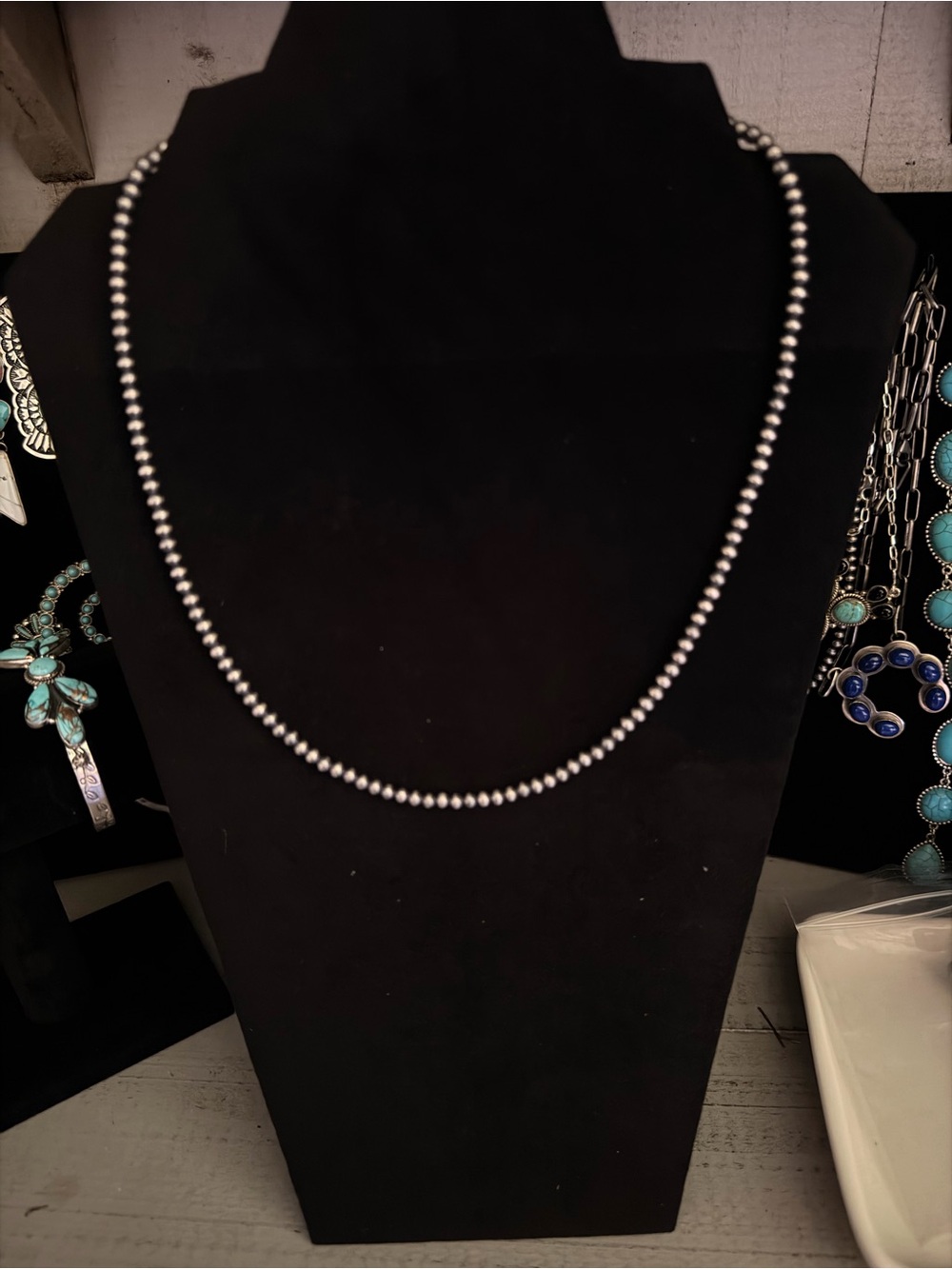 925 Sterling Silver 4mm Navajo Pearls 18” with a 2” Extender - Picture 2 of 3